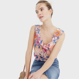 J. Crew Liberty Art Fabric Pavilion Pink Floral Scoopneck Top Small